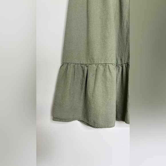 Old Navy Girls Size Large Dress Linen Blend Tiered Midi Tank Dress‎ Olive Green - Picture 4 of 11